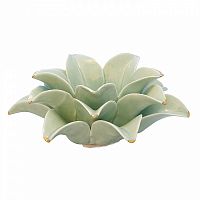 подсвечник керамический в виде лотоса с золотыми лепестками flower lotus pale green medium, 12 см в Астрахани
