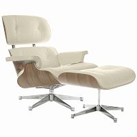 кресло eames style lounge chair & ottoman кремовое в Астрахани