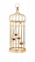подсвечник-фонарь золотой на 4 свечи клетка shabby, 58 см в Астрахани