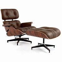 кресло eames style lounge chair & ottoman premium коричневое в Астрахани