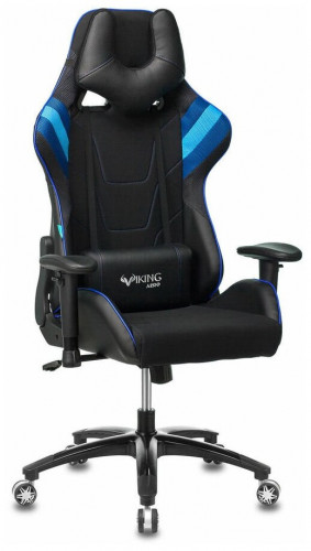 игровое кресло бюрократ бюрократ viking 4 aero, обивка: искусственная кожа, цвет: иск.кожа черная/ткань черная 26-28/сетка синяя(tw-10)-голубая(tw-55)-серая(tw-12) в Астрахани