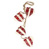 гирлянда новогодняя подвесная сердца в красную полоску со снежинками christmas hearts, 60 см в Астрахани