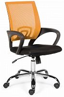 кресло компьютерное спринг(orange - black) база хром / оранжевая сетка / черная ткань в Астрахани
