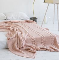 комплект плед с косами (180*220) и 2 наволочки (50*50) св. персик в Астрахани