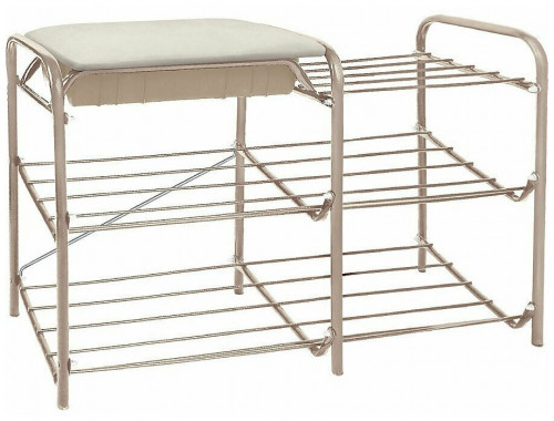 этажерка для обуви inhome эти4 с 3 полками, со встроенным ящиком-сиденьем, 790х330х510мм и с нагрузкой до 100 кг, бежевый в Астрахани
