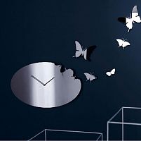 часы настенные серебристые бабочки butterfly в Астрахани