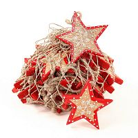 набор елочных украшений звезда деревянная с красным ободком christmas stars, 30 штук в Астрахани