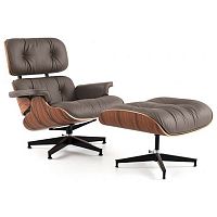 кресло eames style lounge chair кожа коричневое в Астрахани