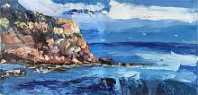 картина маслом утес у моря в Астрахани