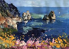 картина маслом морские скалы в Астрахани