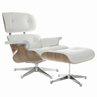 кресло eames style lounge chair & ottoman белое в Астрахани