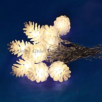 светодиодная гирлянда «шишки» 280см белая (09582) uniel uld-s0280-020/dta warm white ip20 pine cones в Астрахани
