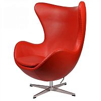 кресло arne jacobsen style egg chair кожа красное в Астрахани