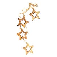 гирлянда новогодняя подвесная звезды деревянные с отверстием wooden stars, 65 см в Астрахани
