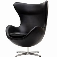 кресло с подлокотниками arne jacobsen style egg chair черное в Астрахани