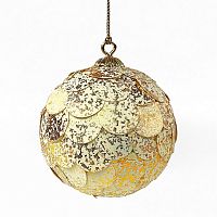 шар новогодний золотой с мраморными чешуйками paper ball, 10 см в Астрахани