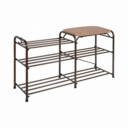 подставка для обуви зми, 3-х полочная с бежевым сиденьем, медный антик, 89х30х48см. в Астрахани