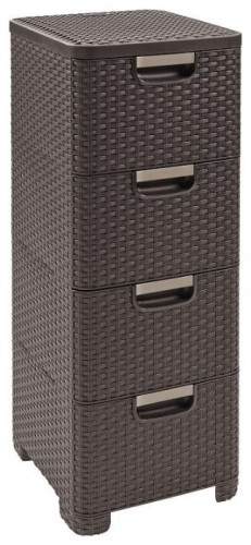 комод c 4 отделениями rattan style тёмно-коричневый в Астрахани