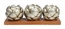 подсвечник сеербряный на 3 свечи на подставке шишки fir cone, 28 см в Астрахани