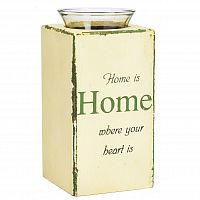 подсвечник деревянный бежевый со стеклом дом там, где сердце provence white, 18 см в Астрахани