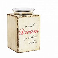 подсвечник деревянный бежевый со стеклом мечта твоего сердца provence cream, 15 см в Астрахани