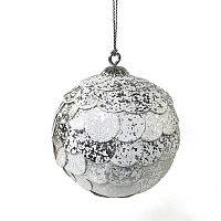 шар новогодний серебряный с мраморными чешуйками paper ball, 10 см в Астрахани
