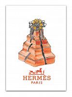 постер hermes подарочные коробки на белом фоне, а4 в Астрахани