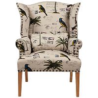 кресло мягкое с ушами quinn tufted armchair бежевое с рисунком в Астрахани