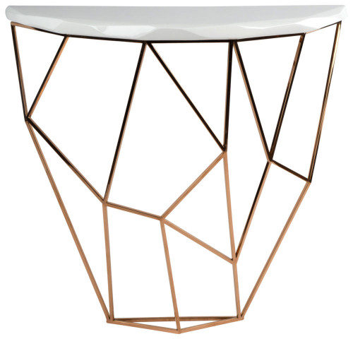 консоль geometric 100x38x90 золото, белая столешница в Астрахани
