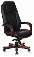 кресло для руководителя бюрократ бюрократ t-9923 walnut, обивка: натуральная кожа, цвет: кожа (black) в Астрахани