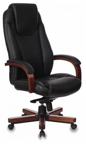 кресло для руководителя бюрократ бюрократ t-9923 walnut, обивка: натуральная кожа, цвет: кожа (black) в Астрахани