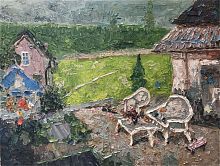 картина маслом во дворе в Астрахани
